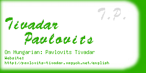 tivadar pavlovits business card